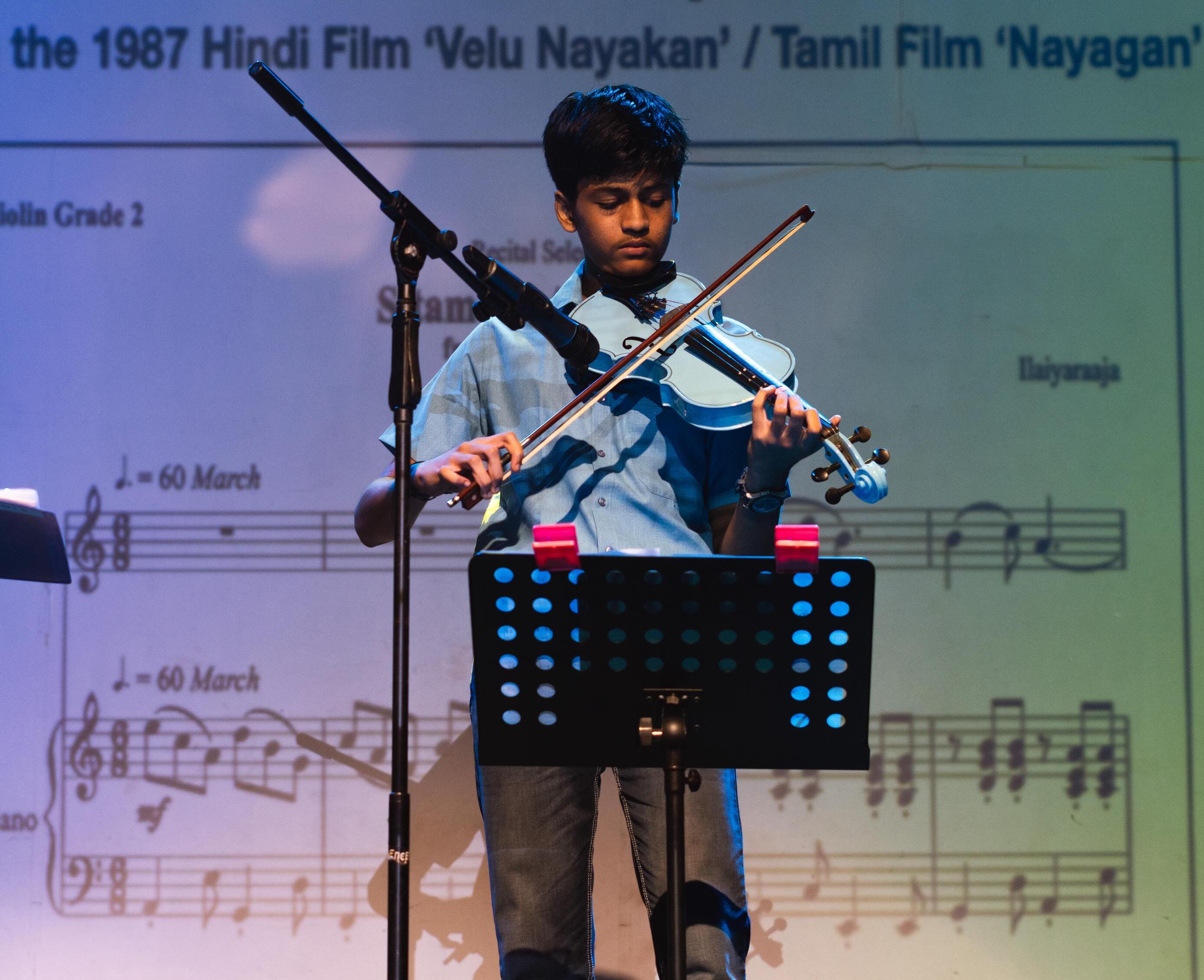 Student playing music